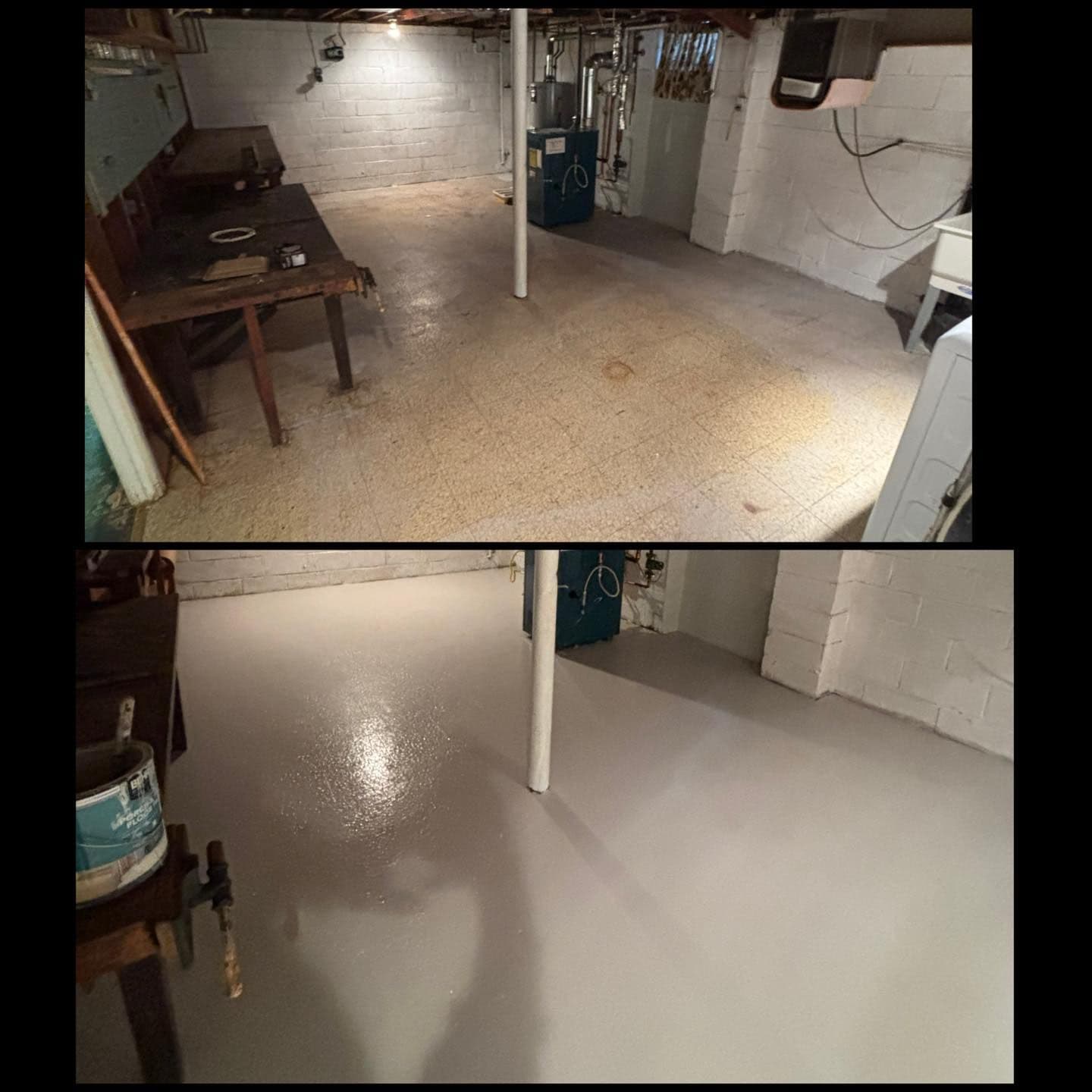 Basement floor coating and finishing
