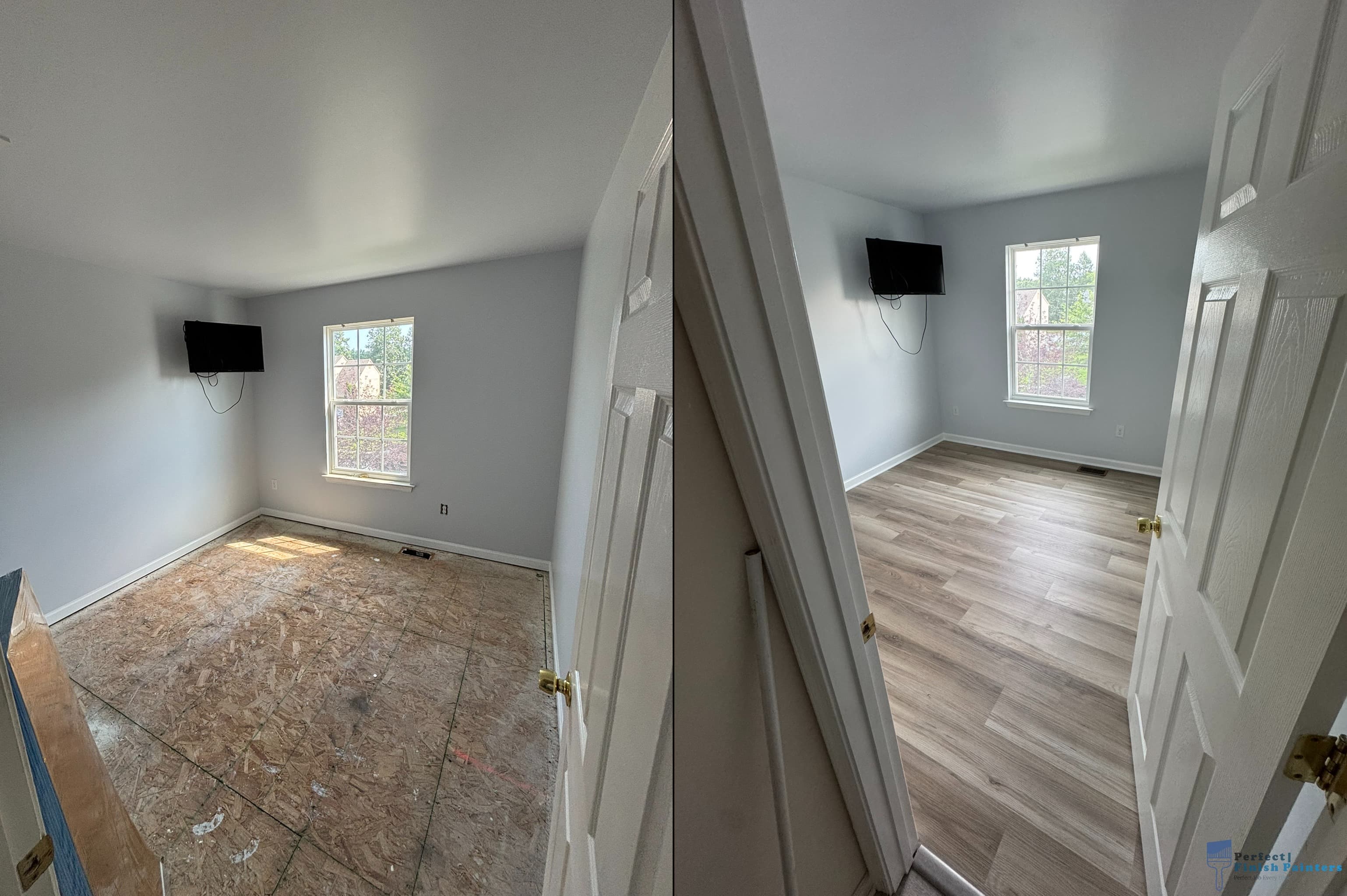 Bedroom flooring installation and painting before and after in Egg Harbor Township NJ