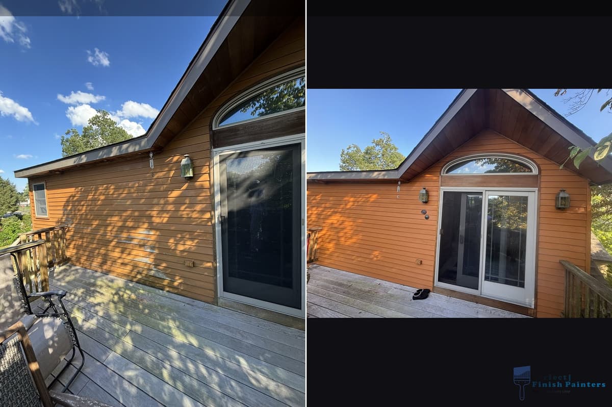 Deck staining before and after in South Jersey by Perfect Finish Painters