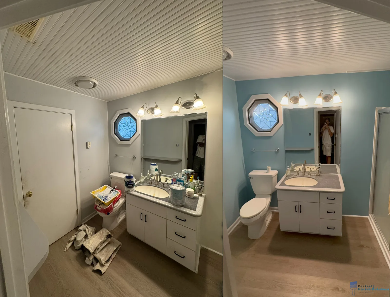 Bathroom repaint before and after in South Jersey